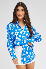 Blue Abstract Shirt Long Sleeve