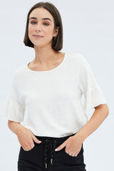 White Peplum Top Short Sleeve