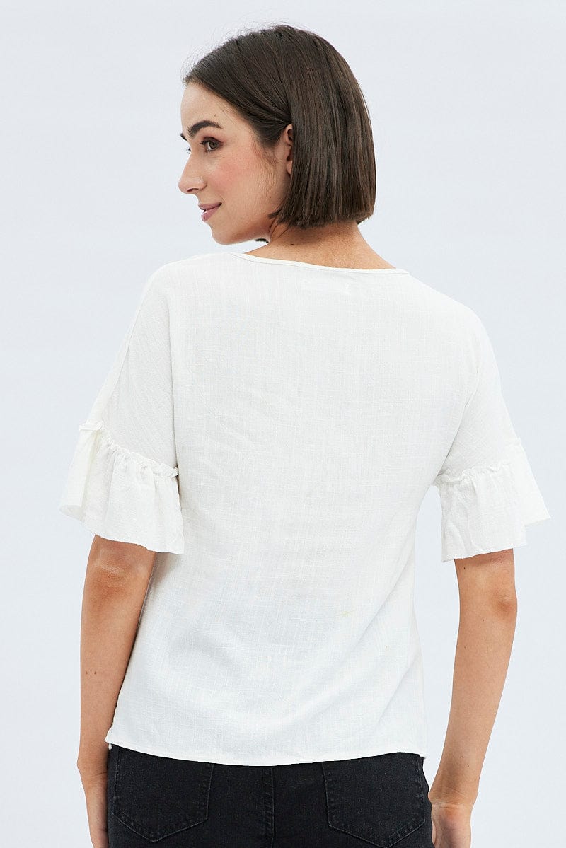 White Peplum Top Short Sleeve