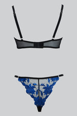 Blue Embroidered Lingerie Set