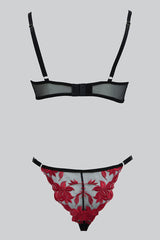 Red Embroidered Lingerie Set