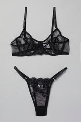 Black Embroidered Lingerie Set