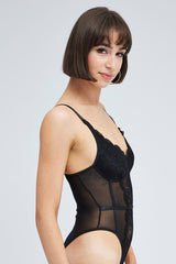 Black Lace One Piece Bodysuit