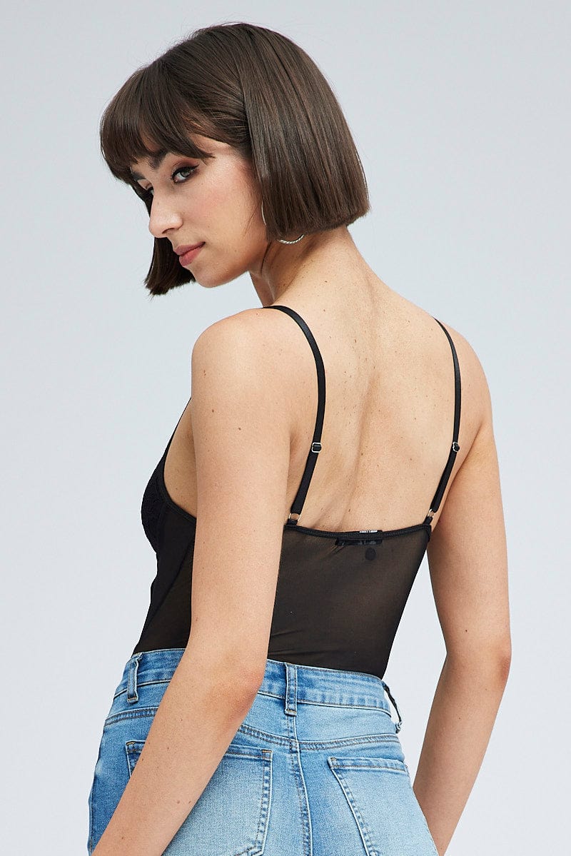 Black Lace One Piece Bodysuit