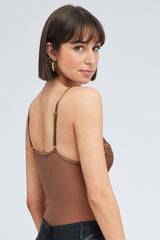 Brown Lace One Piece Bodysuit