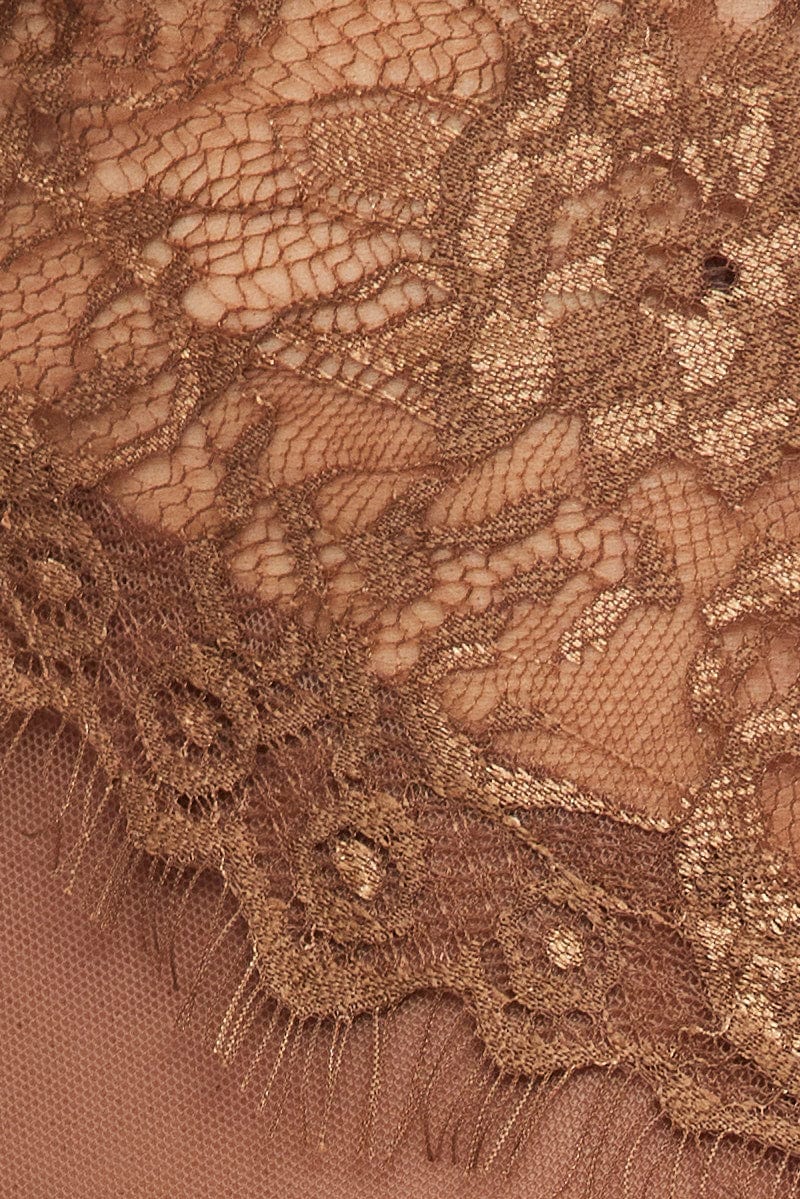 Brown Lace One Piece Bodysuit