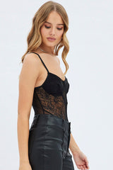 Black Lace One Piece Bodysuit