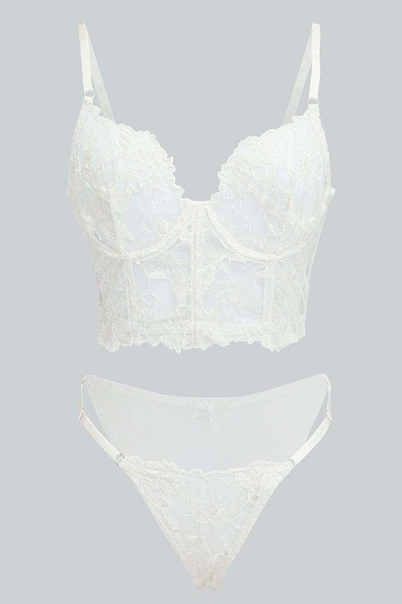 White Embroidered Lingerie Set