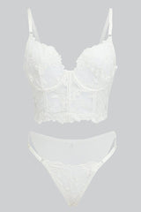 White Embroidered Lingerie Set