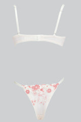 Pink Floral Embroidered Lingerie Set